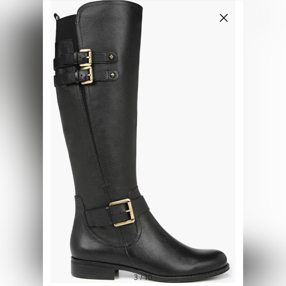NATURALIZER Jessie Wide-Calf Black Leather Riding Boot US 9.5 NIB